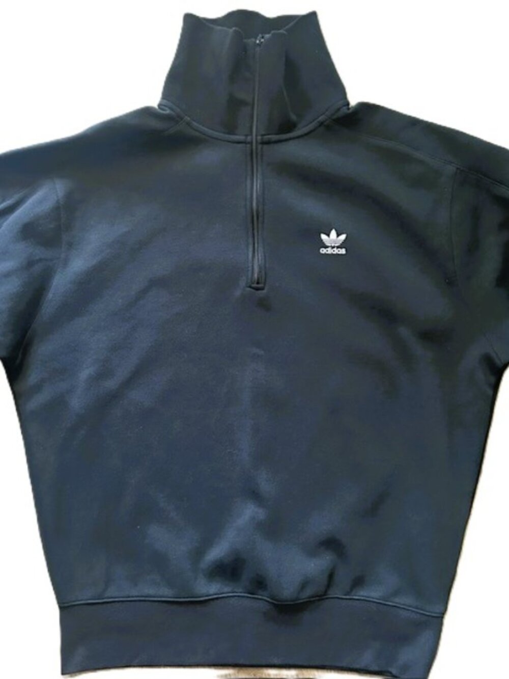 Adidas Sweater Womans M 3 Stripe Streetwear Black White 1/4 Zip Logo ED7526 Read